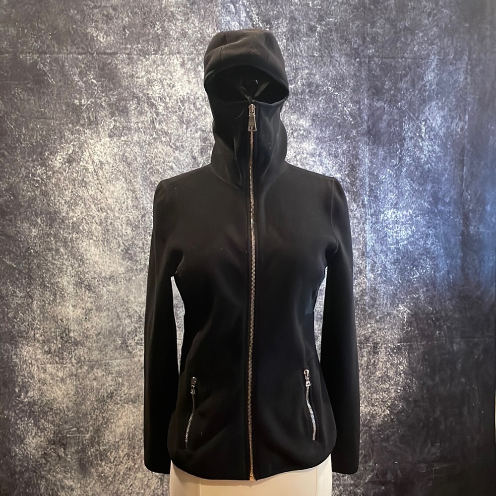 Rare 2008 Prada black fleece balaclava ninja hoodie